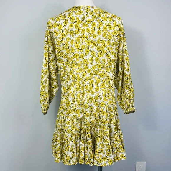 Rhode Resort Ella Yellow Floral Print Cotton Poplin Mini Dress M Boho No Belt - Picture 8 of 14